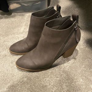 Gray ankle boots